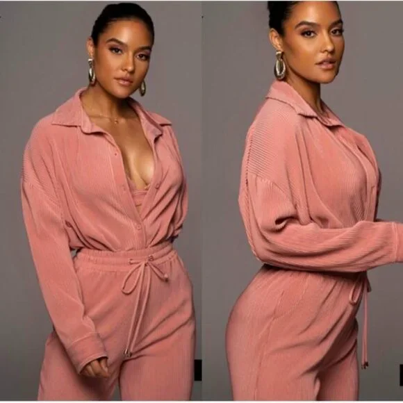JLUXLABEL Plissé Dusty Pink Set - Picture 1 of 7